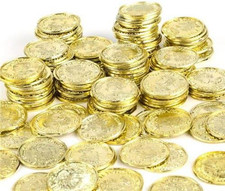 100 Plastic Pirate Gold Play Toy Coins Birthday Party Favors Pinata Money Coin
