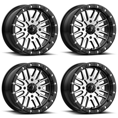 Set 4 18'' MSA Offroad M37 Brute Beadlock 18x7 4x156 Black Machine Wheels 10mm