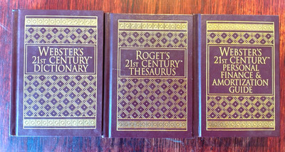 Lot 3 Webster's 21st Century Hardcovers, Dictionary, Thesaurus, Personal Finance