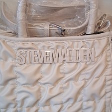 Steve Madden Quilted White Logo Top Handle Sa...