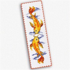Koi Carp Cross Stitch Bookmark Kit: Embroidery Set for Adults with Paper Pattern