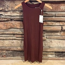 Quince Tencel Ribbed Knit Sleeveless Mini Dress Brown