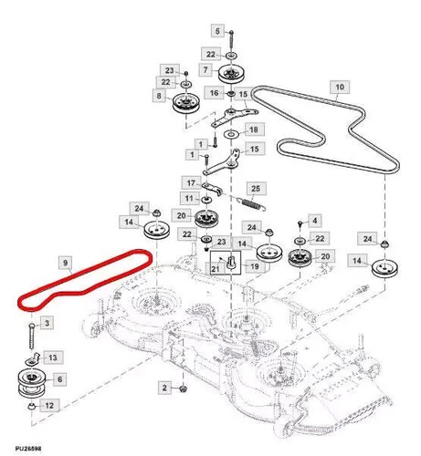 Primary Deck belt Fits John Deere X590 54"A Deck Pn M169485 Pix Brand - Picture 3 of 3