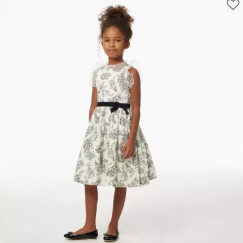 Janie and Jack Floral Toile Ruffle Dress White Black Button Lined, Girls' 10 - Picture 12 of 12