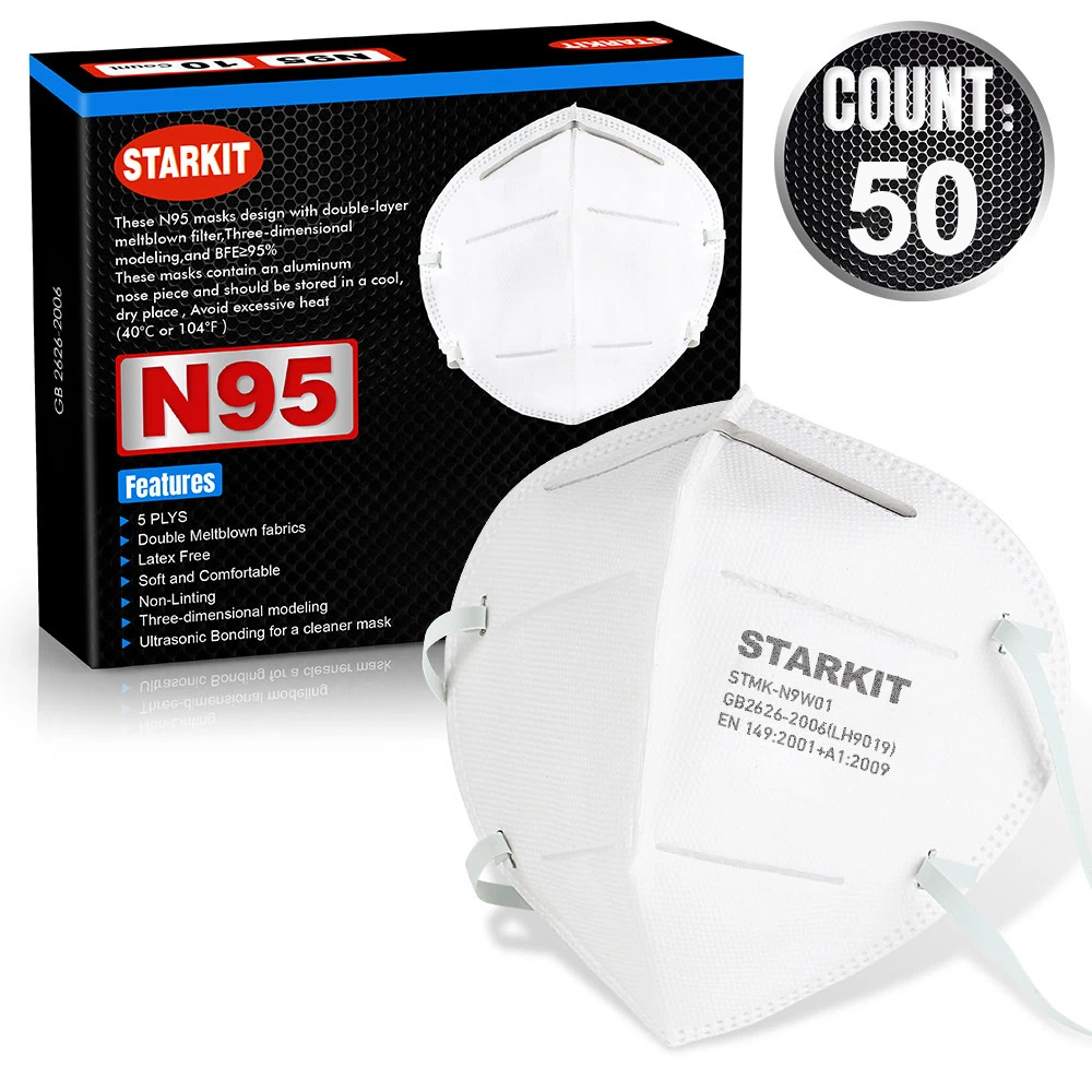 STARKIT KN95 Face Mask 50 PCS - Quality, Breathable, 95% Filter - Closeout Sale