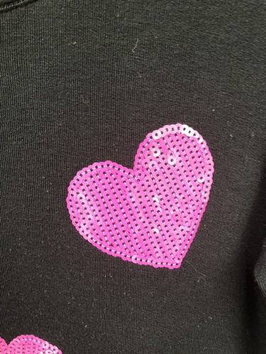 Circo Girls  Pink/Black Sparkly Heart Sweater Large (10/12) - Picture 4 of 6