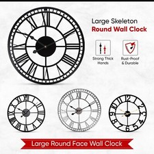 Big Numerals Roman Large Wall Clock Giant Open Face  Home Decor Skeleton Clocks