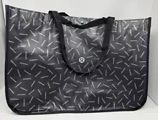 Lululemon Reusable Shopping Gift Bag Tote Yoga Logo 21"x14" Black Silver