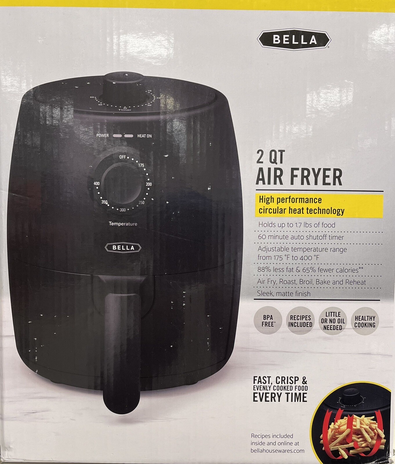 Bella 2Qt. Air Fryer (Black) 829486174407 eBay