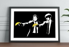 BANKSY STYLE PULP FICTION BANANA FRAMED STREET ART POSTER PICTURE PRINT 4 SIZES
