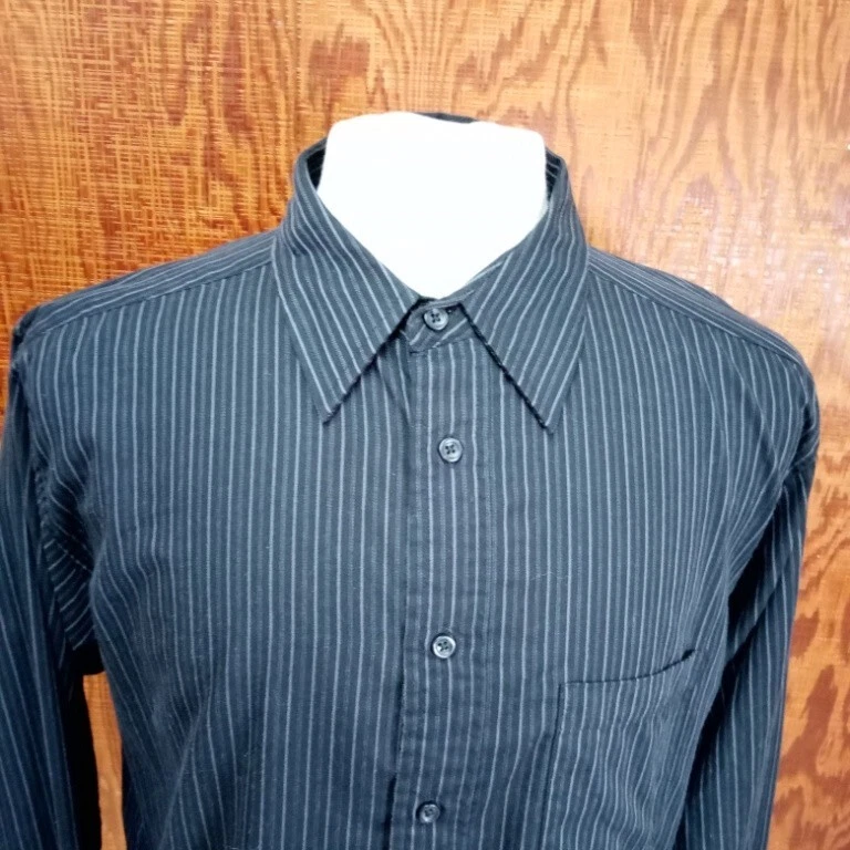 Camisa polo masculina manga longa Beverly Hills listrada preta com botão frontal tamanho G - Imagem 3 de 4