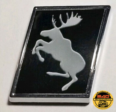 GENUINE Gray on Black Prancing Moose VOLVO 1  Hard Chrome Badge Slash Emblem