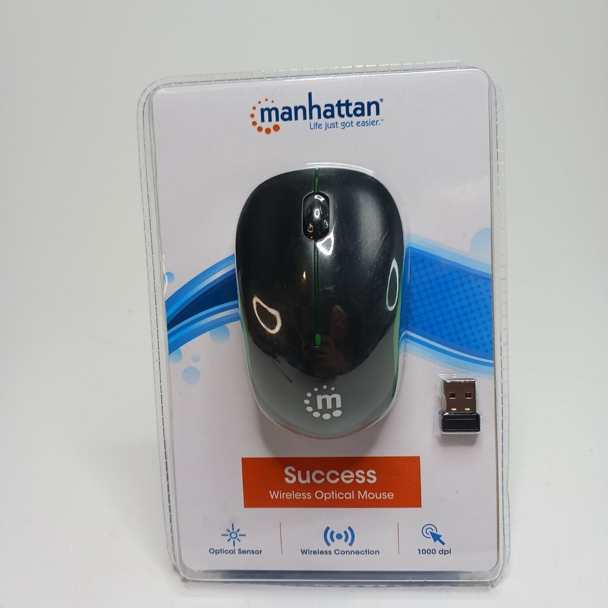 Manhattan Success Wireless Optical Mouse (Green/Black)