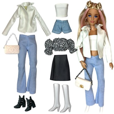 Eledoll Clothes Fashion Pack for 12 inch Doll Blue White Set