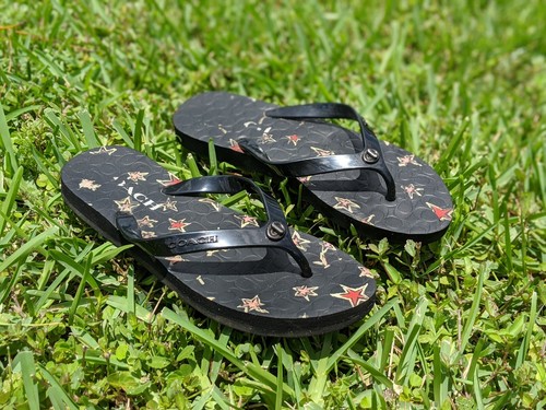 coach black flip flops