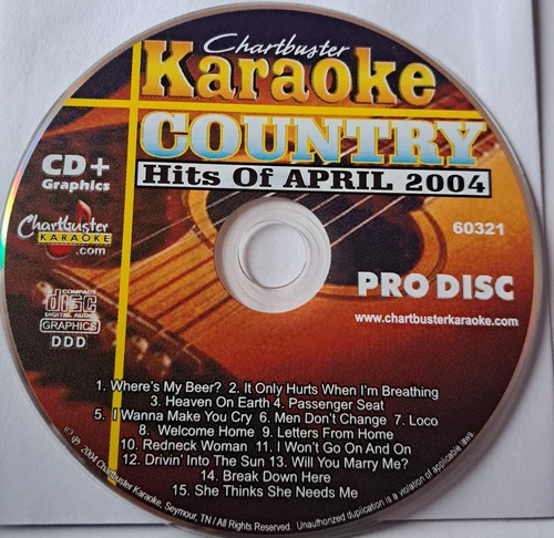 Chartbuster Karaoke 60321 Country Hits Of The Month April 2004 CD+G Pro Disc