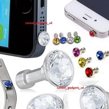 5x Diamond Bling Dust Cap Cover Earphone Jack Samsung Galaxy S/S2/S3/S4/S5/S6