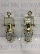 Exterior Retro Hanging Bulkhead Light Fixture Nautical Brass 2 Piece