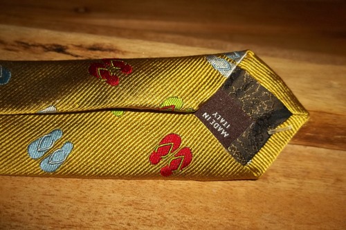 ROBERT TALBOTT Silk Men's Tie Gold w/ flip flops 60x3.25 NWT Made in USA - Picture 10 of 13
