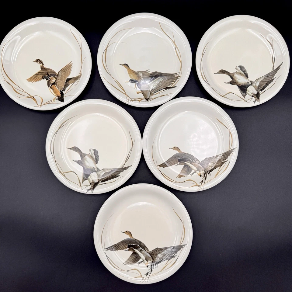 Juego de platos de ensalada Big Sky Carvers DUCKS ILIMITADOS 7,5"/6 gres de colección ¡RARO! Foto 3 de 4