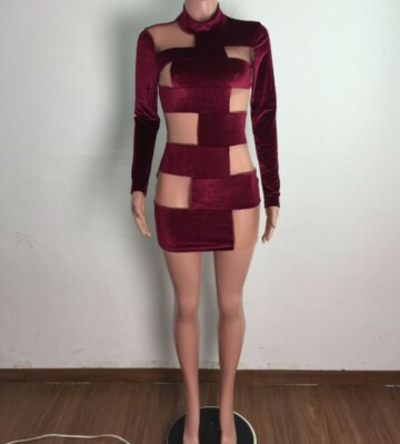 NEW Women Mesh Patchwork Velvet Bodycon Long Sleeve Slim Bodycon Mini Dress #A | eBay NEW Women Mesh Patchwork Velvet Bodycon Long Sleeve Slim Bodycon Mini Dress #A | eBay