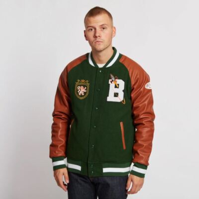 Billionaire Boys Club Varsity Real Leather Sleeves with Wool Letterman Jacket
