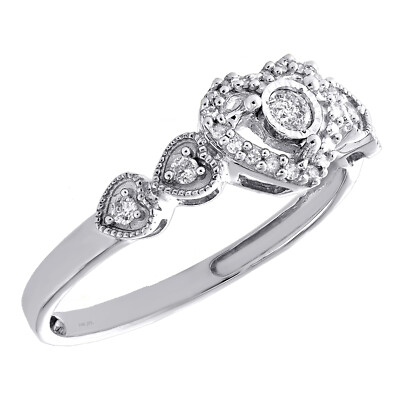 10K White Gold Round Diamond Heart Halo w/ Milgrain