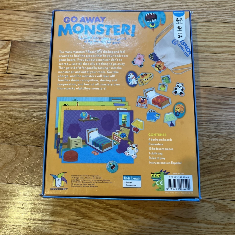 Go Away Monster! Gamewright Boardgame Preschool Learn Shapes MissingInstructions - Image 4 of 4