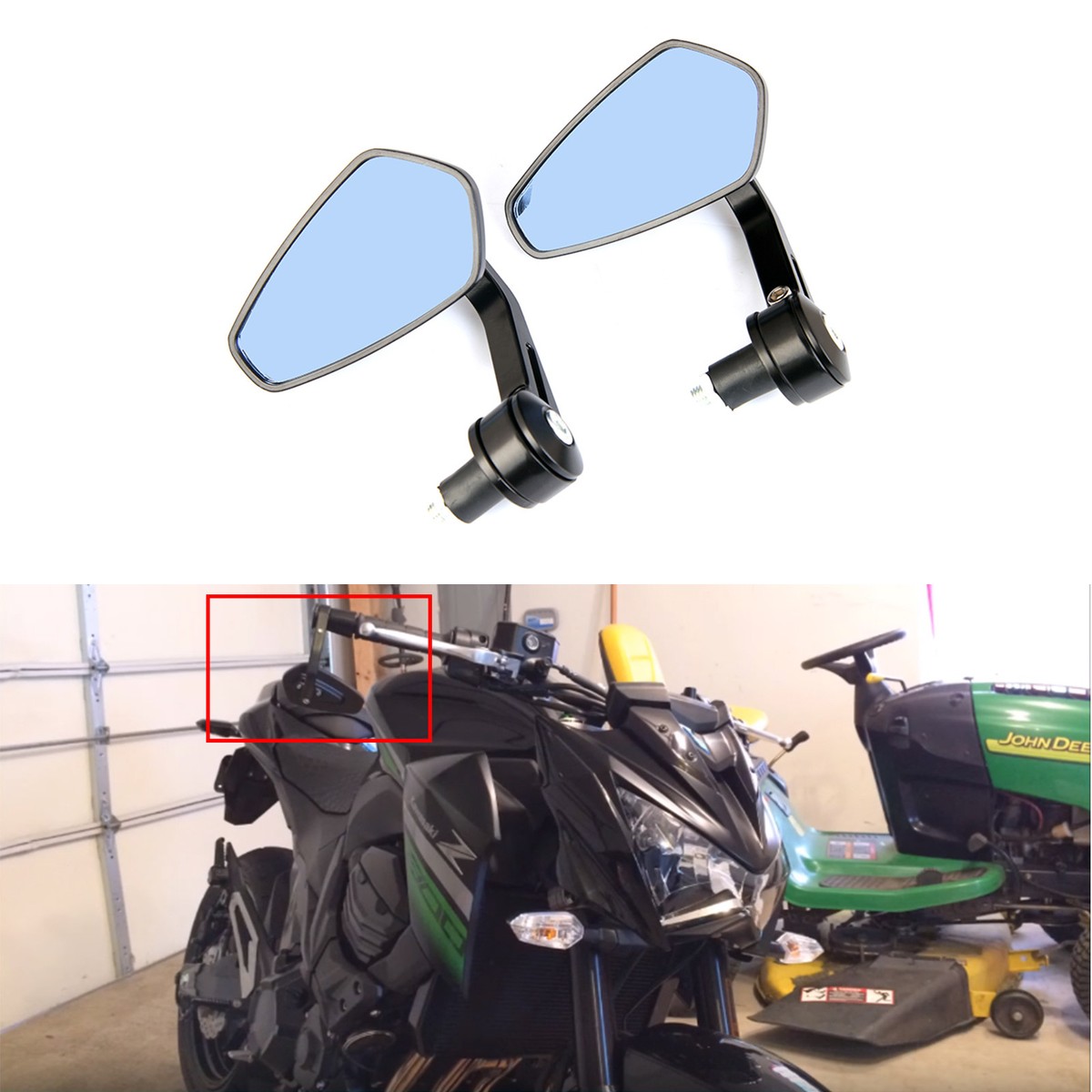 7/8" Handlebar End Mirrors – CNC Aluminum Pair For Kawasaki Z650 Z900 / Honda CB650F
