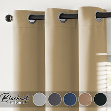 Thermal Blackout Curtains Ready Made Thick Eyelet Ring Top Pair Curtain Panel