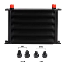 30 Rows Oil Cooler 10AN Stacked Plate Transmission Engine Cooler Universal Black