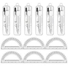 6 Sets Compass and Protractor Sets Student Basics Geometry Math Set Metal Clear