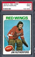 1975 O-PEE-CHEE HK #219 PSA 9 Jim Rutherford Red Wings 219