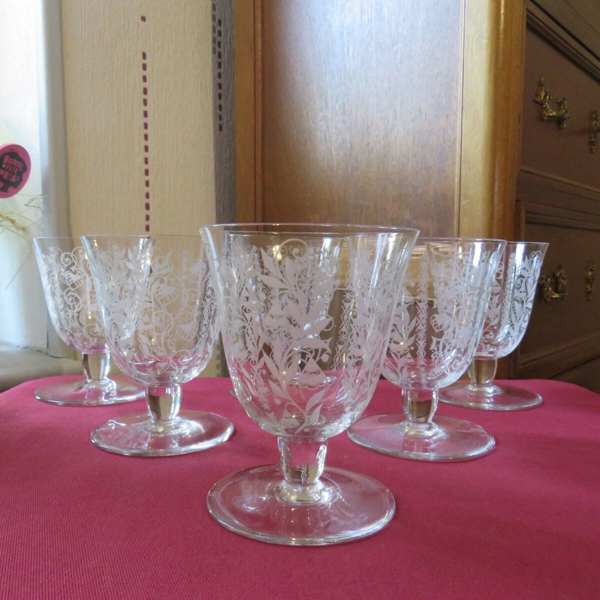 6 Water Glasses In Crystal By Baccarat Model Argentina