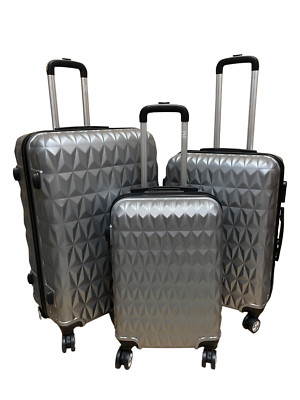 Koffer Gepäck 3er Set ABS Hartschale Reisetrolley leichter Koffer silber