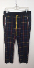 Fashion Nova NovaMen PANTS LARGE BLACK PLAID ELASTIC WAIST ZIP POCKETS STRETCH