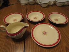 Taylor Smith & Taylor 1599 Set of 3 Fruit Bowls Creamer & Bread & Butter Plate 