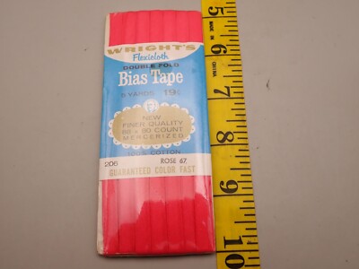 Vintage Wrights Double Fold Bias Tape Rose 67 100% Cotton 5 Yards F7A9