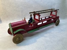 Vintage 1920's Dayton Schieble Pressed Steel Hill Climber FireTruck with Driver