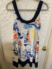 Women's Chaps Sailboat A-Line Dress MEDIUM Vacation Cruise Beach