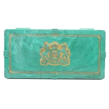 Vintage Phillip Morris & Co. Veni Vidi Vici Green Marbled Bakelite Cigarette Box