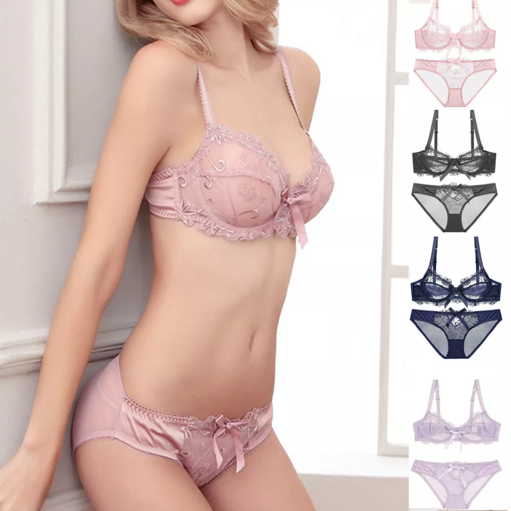 Ladies Bras Set Ultra-thin Non Padded Underwired Brassiere Sissy Sexy  Lingerie