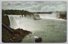 Bird's Eye View Niagara Falls & Maid Of The Mist New York NY 1910 Postcard Aeria