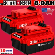 2PCS 20 Volt 8.0Ah for Porter Cable 20V MAX Li-ion Battery PCC685L PCC680L NEW