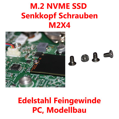NVMe M.2 SSD Schraube M2 x 4mm Senkkopf Edelstahl Montage Mainboard Laptop