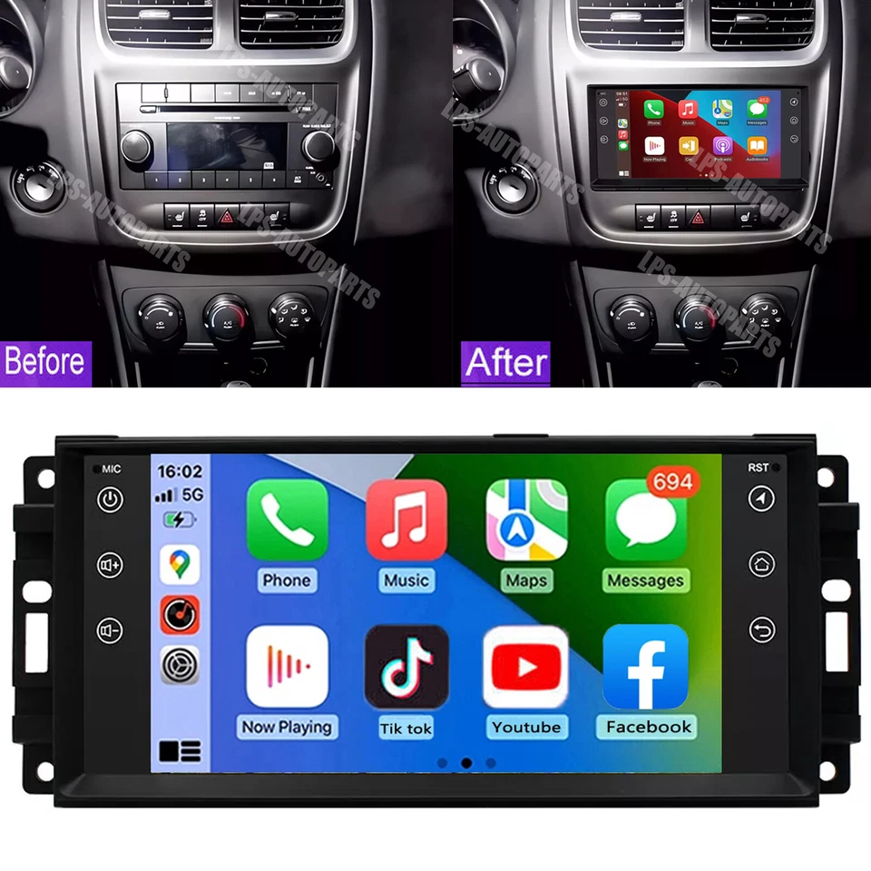 Radio estéreo para automóvil Apple Carplay Android 13 navegación GPS para Dodge Avenger 2011-2014 Android Foto 2 de 4