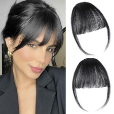 Clip in Bangs 100 Real Human Hair Extensions Wispy Wispy Bangs Natural Black