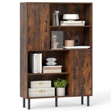 47 Storage Cabinet w/2 Doors 4 Open Shelves, 5 Metal Support Legs for Kitchen