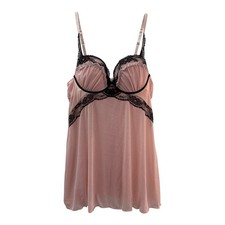 Sophie B VTG Y2K Bustier Lingerie Pink Black Lace Large Mesh Coquette
