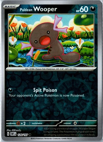 Pokemon Card - Paldean Wooper Obsidian Flames 126/197 Common Reverse Holo NM